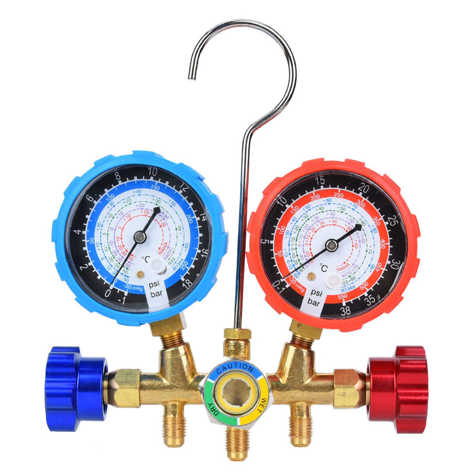 HS 536C G1/4in Aluminum Manifold Gauge Kit for R22 R134A R404A R407C Automotive Air Conditioning Refrigerants