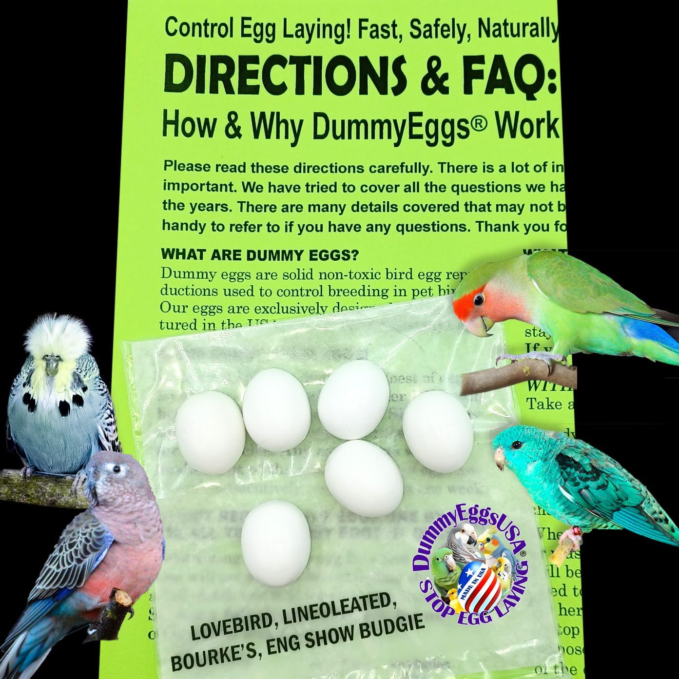 WOLEDOE 8Pcs Fake Bird Eggs, Stop Egg Laying fit Bourkes