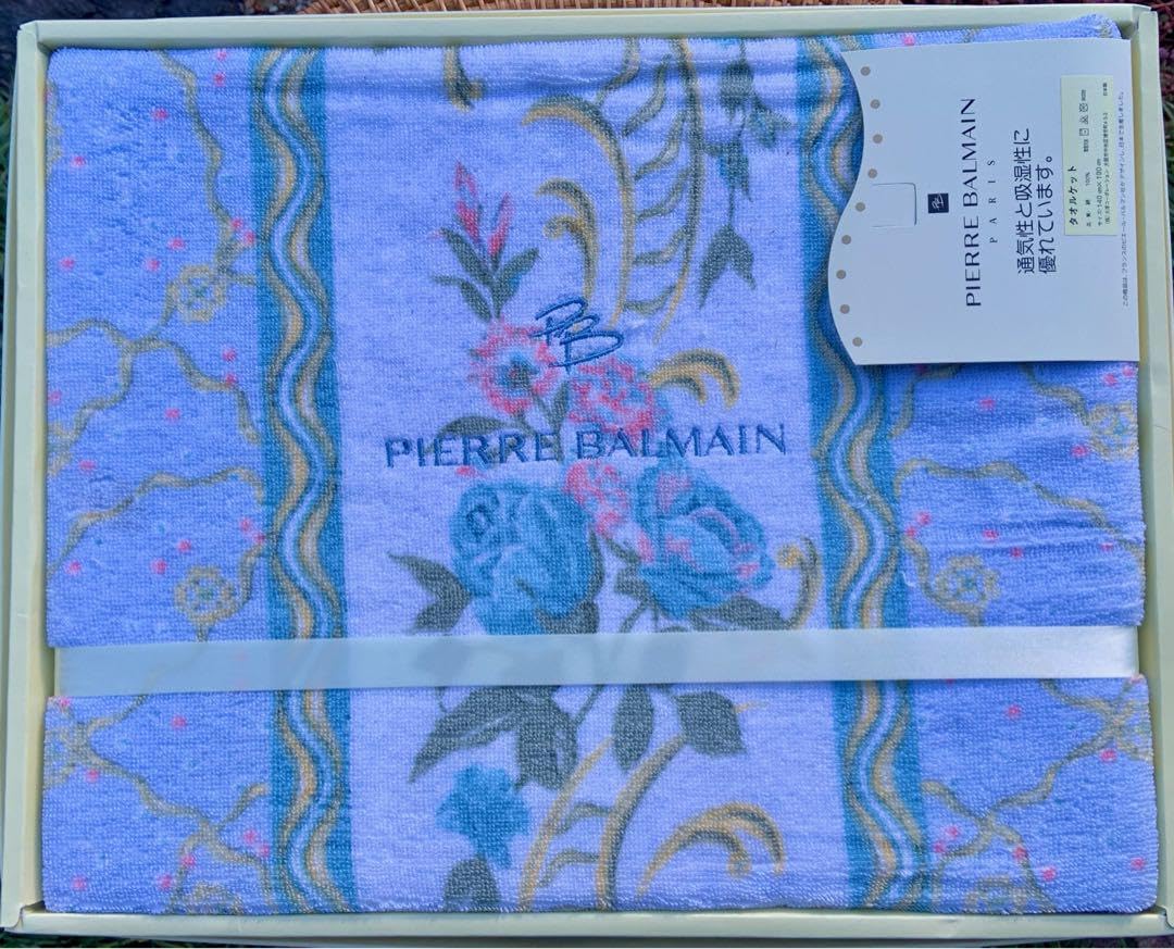 BALMAIN バルマン 羽毛肌掛けふとん＋綿毛布セット ギフト ブルー