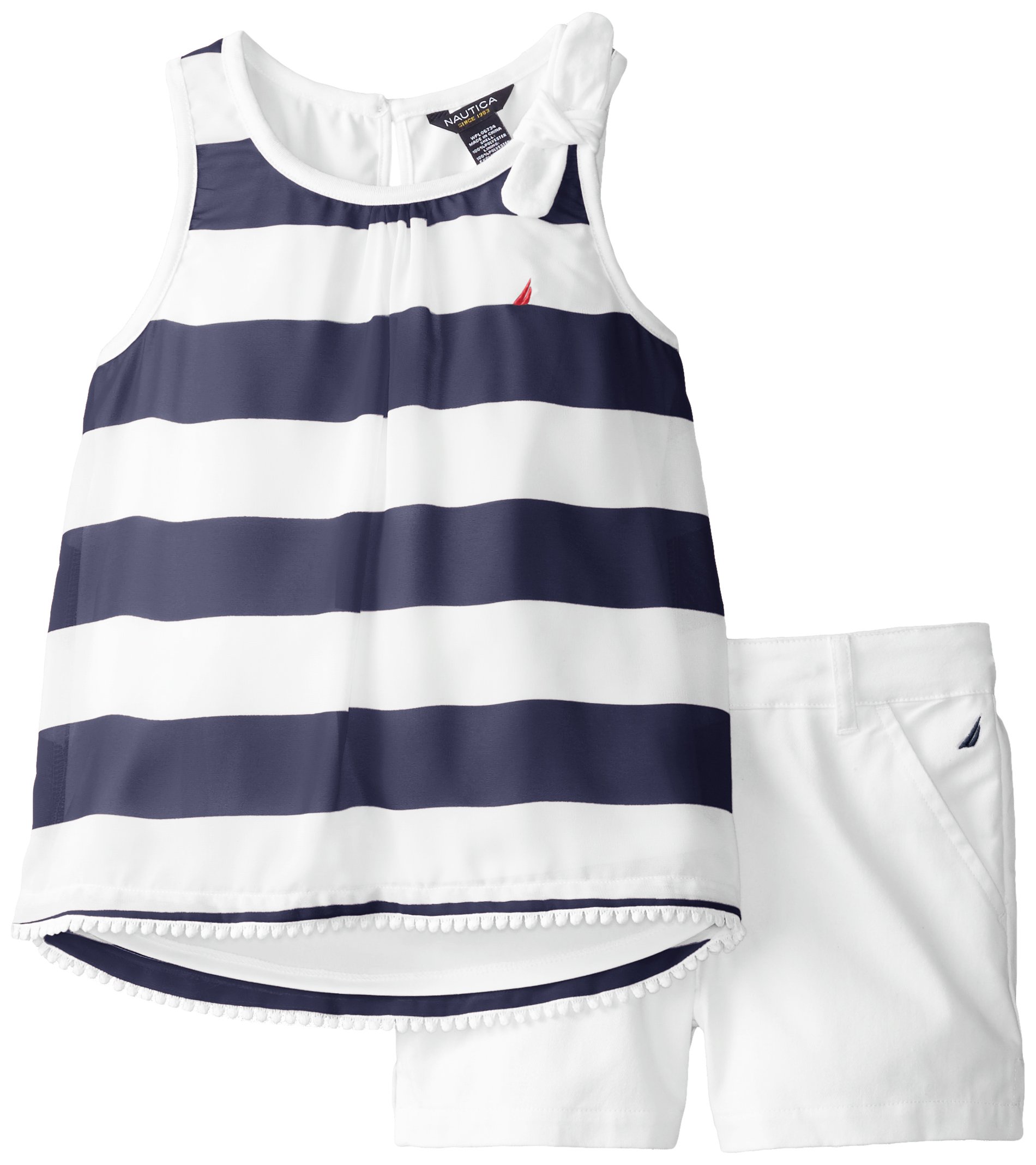 Nautica Girls' Two-Piece Set with Chiffon Top and Woven Short