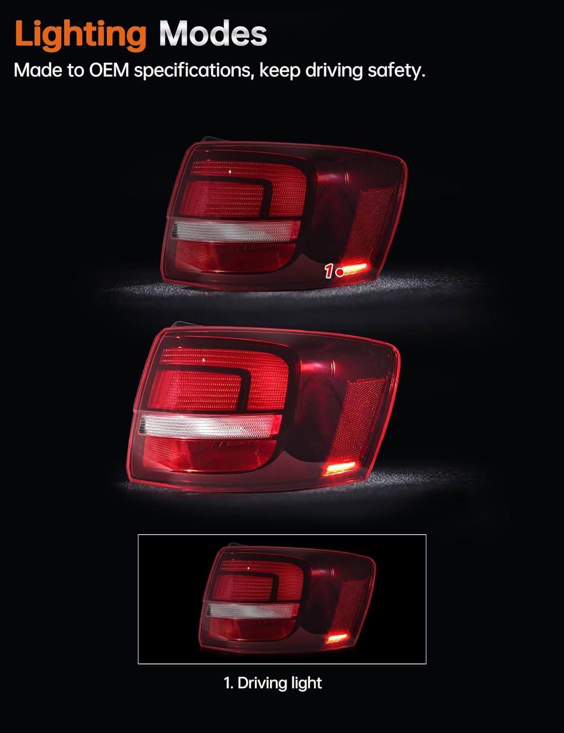 Right Passenger Side Rear Tail Lights for 2015 2016 2017 2018 VW Volkswagen Jetta, Rear Outer TailLight Brake Lamp, with LED Turn Signal, W/O Bulb, 5C6945096G