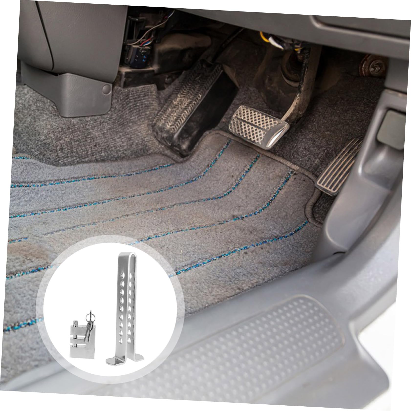 Antivol de Volant de Voiture U en Fer Réglable Rétractable Argenté | Sécurité Auto, pour Volant et Frein, Design Multifonction, Format Ajustable, Structure Robuste