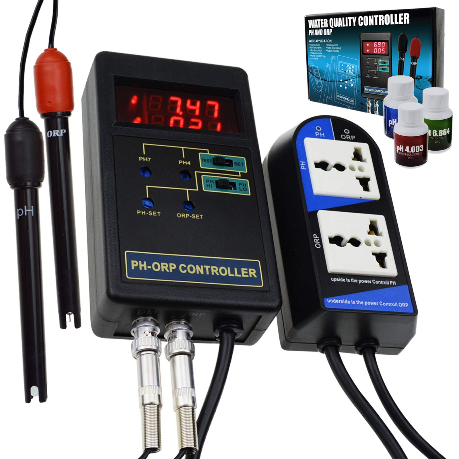Digital pH & ORP Controlador Agua Calidad Monitor Ensayador Reemplazable Electrodo BNC Tipo 14.00pH / 1999mV