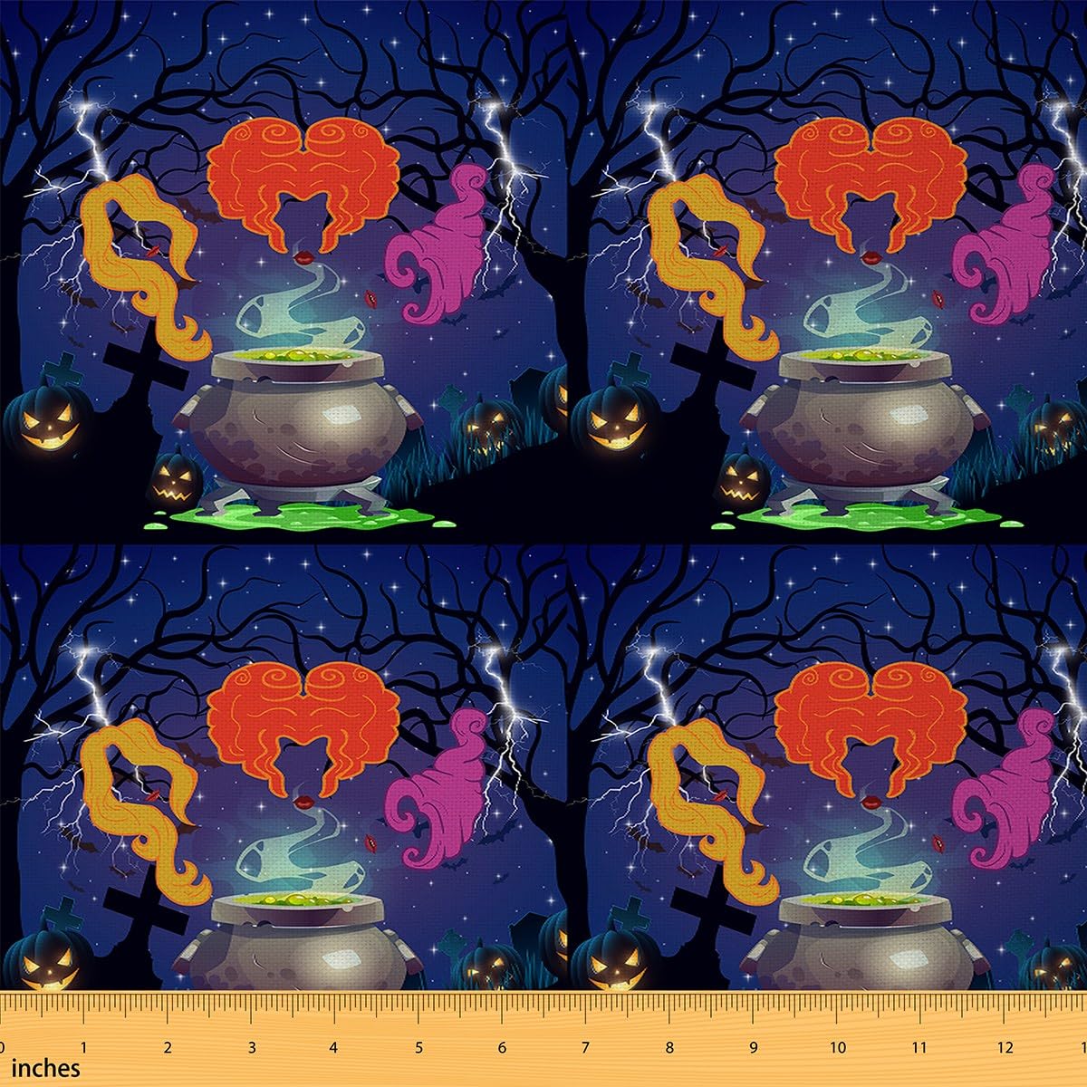 Happy Halloween Waterproof Outdoor Fabric for Chairs Kids Witchcraft Fabric by The Yard Kids Horror Theme Upholstery Fabric for Chairs Magical Reupholstery Fabric Decor 10 Yards (L920*W150cm)