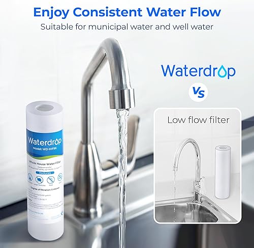 Miniatura 8 de Waterdrop Cartucho de repuesto para filtro de agua para toda la casa, de 5 micrones, de 10 x 2.5 pulgadas, repuesto para cualquier unidad de RO de