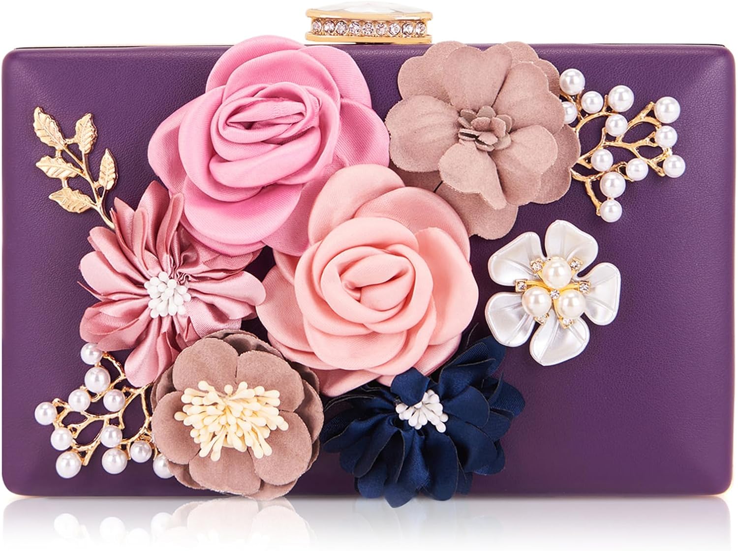 Milisente Evening Bag for Women, Flower Wedding Evening Clutch Purse Bride Floral Clutch Bag