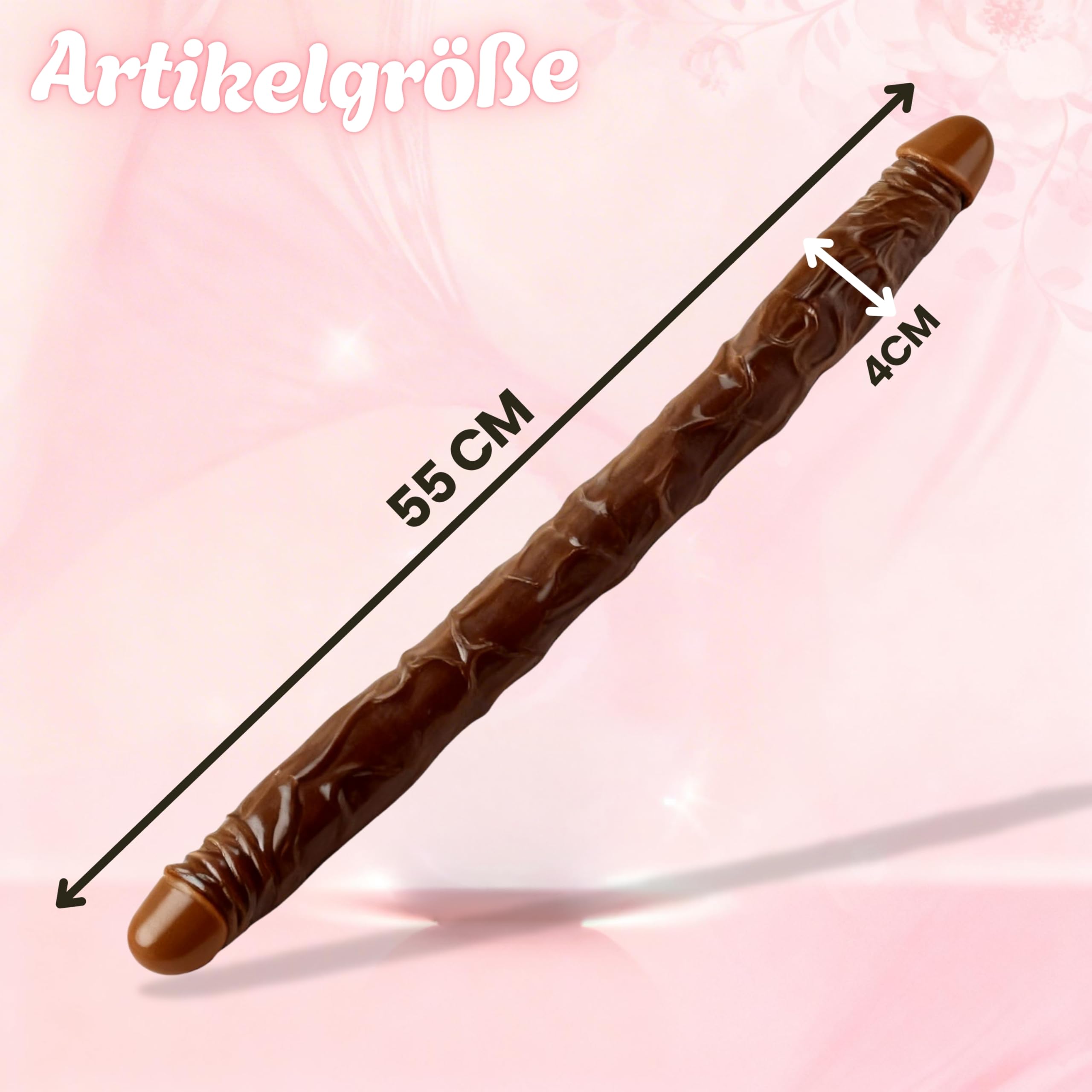 Doppio dildo XXL da 55 cm – doppio dildo extra lungo (Ø 4 cm), design realistico con vene, flessibile, peso massiccio di 600 g, giocattolo a doppio lato per coppie e esperti, marrone D15-7