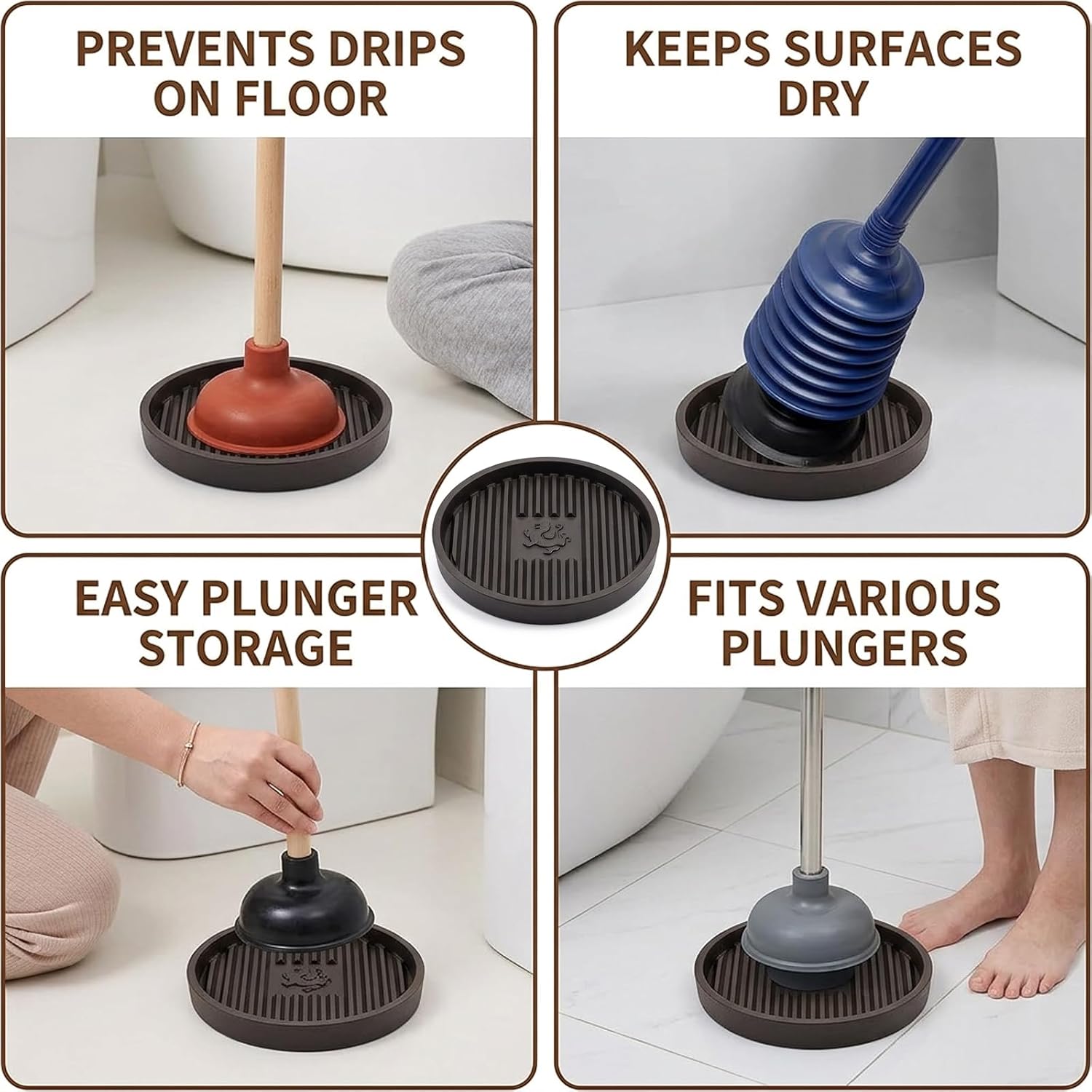 4PCS Plunger Holder, Plunger with Holder, Toilet Plunger with Holder, Store in Closets, Great Toilet Plunger Storage Solution