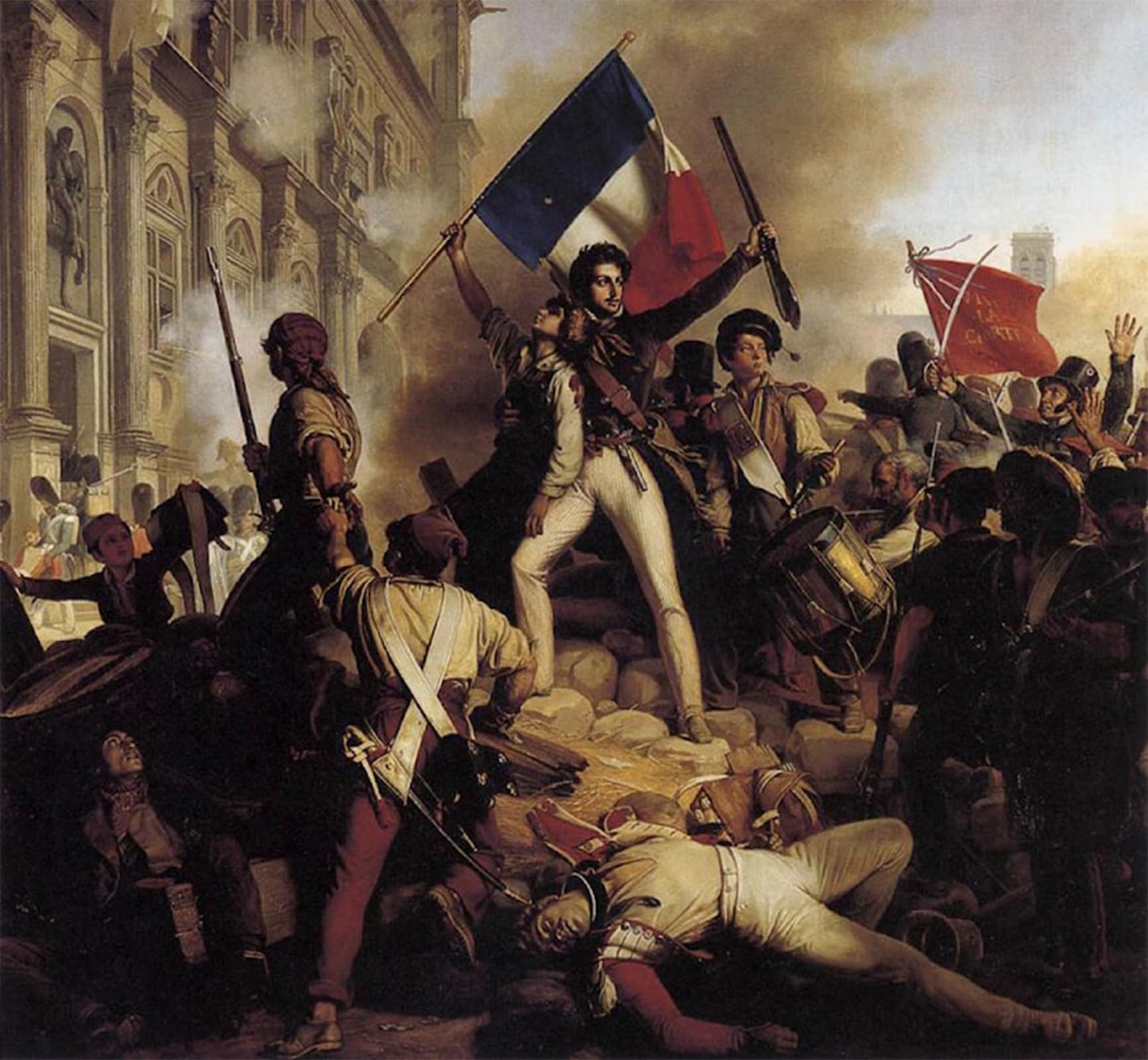 HRJUBWREE Famous Paintings Pictures Artwork Picture the Battle for the Town Hall by by Jean-victor Schnetz Photo Wall Print for Home Decor 60x90cm