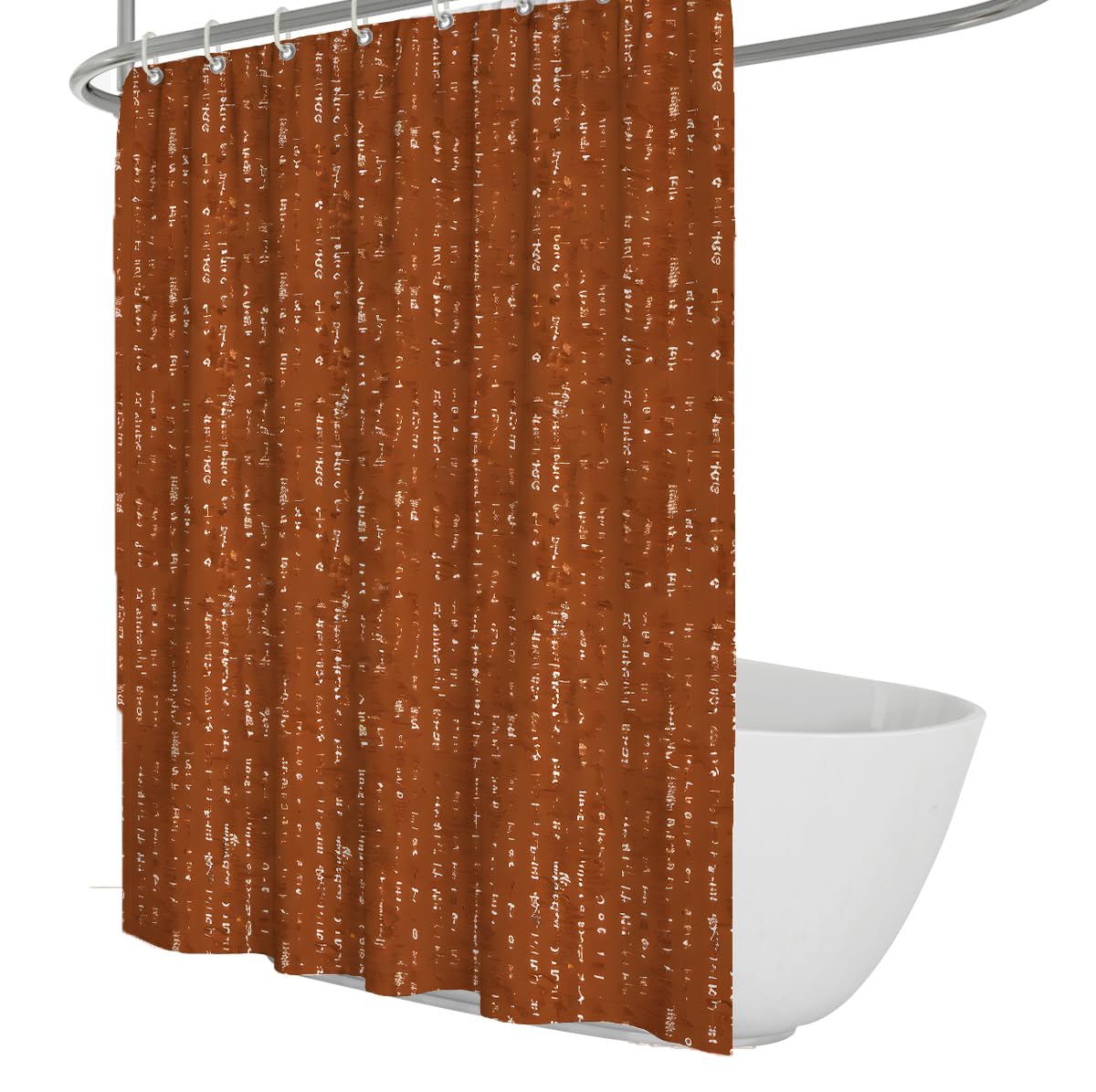 UIRINGART Abstract Shower Curtain W150xL200cm Modern Terracotta Brown White Abstract Lines Mildew Mould Resistant Polyester Fabric Bathroom Wet Room Tub Curtains With Hooks