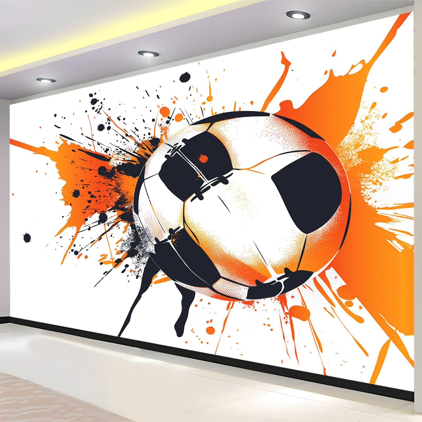Fototapeta, piłka nożna, farba rozpryskowa, 250 x 175 cm, flizelina, tapeta 3D, nowoczesny salon, sypialnia, artystyczny plakat, mural tapeta