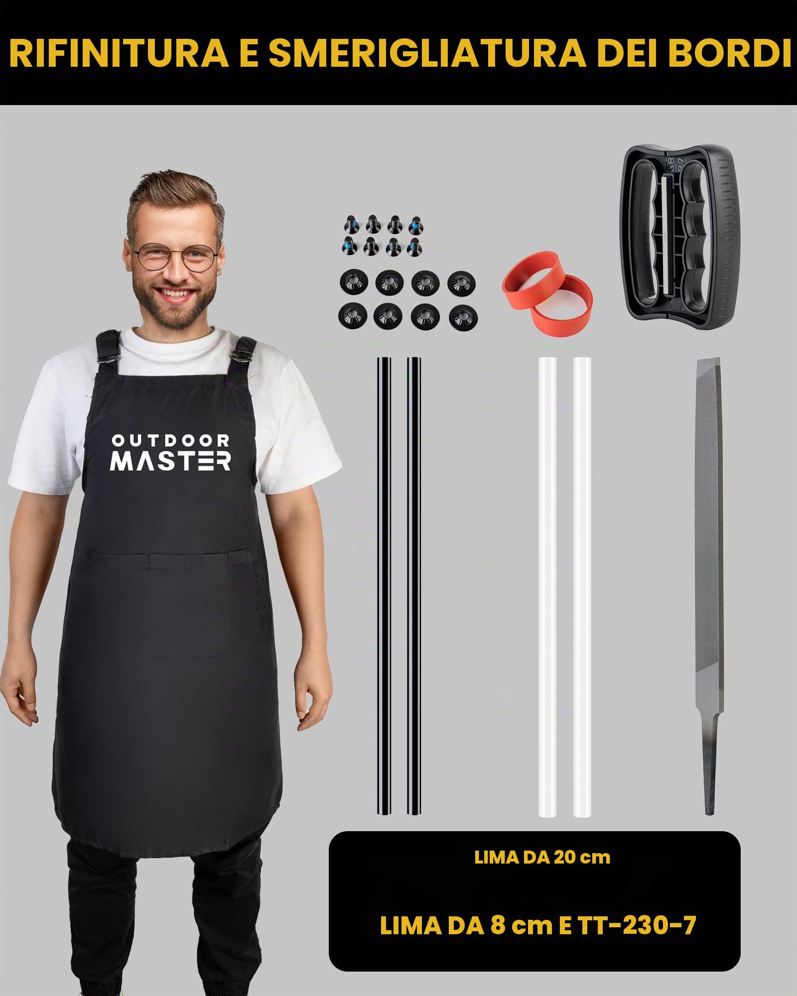 OutdoorMaster Kit di messa a punto e ceretta per sci e snowboard con ferro da stiro, cera da sci, accordatore per bordi, spazzola, raschietto per cera, Ptex, vite di fissaggio, elastico