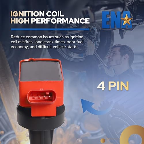 Miniatura 5 de ENA Bobina de encendido roja para UF817 compatible con Hyundai Elantra Kona Sonata Tucson Veloster Kia Forte Koup Forte5 Optima Seltos Soul