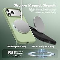 Vista 952 de GONEZ Funda de silicona para iPhone 15 Pro Max, compatible con Magsafe, protector de cámara + protector de pantalla, forro de microfibra suave Negro