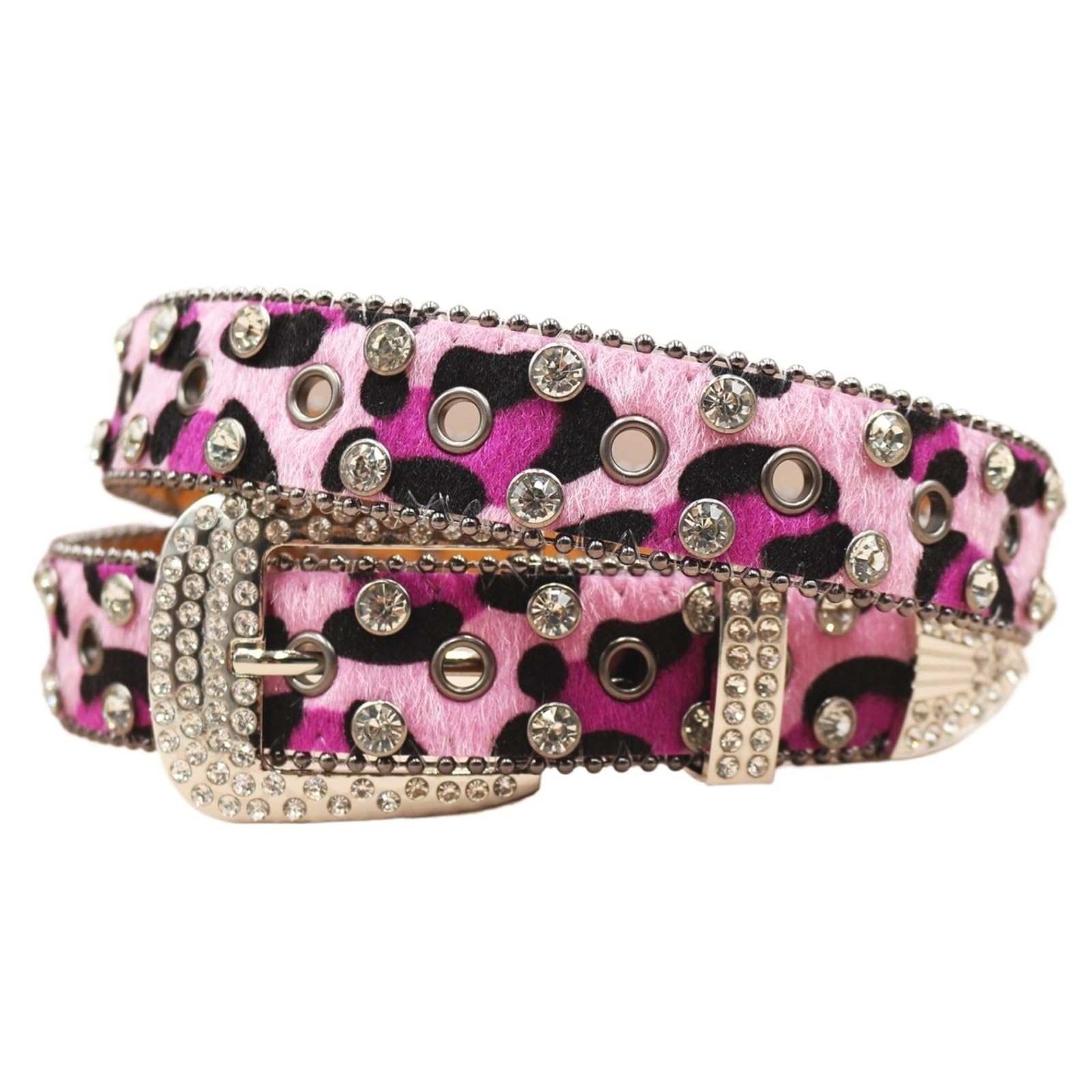 Cinturón decorativo for mujer con estampado de leopardo y incrustaciones PU 3, cm ancho cristal para Vestidos, Pantalones y Abrigos