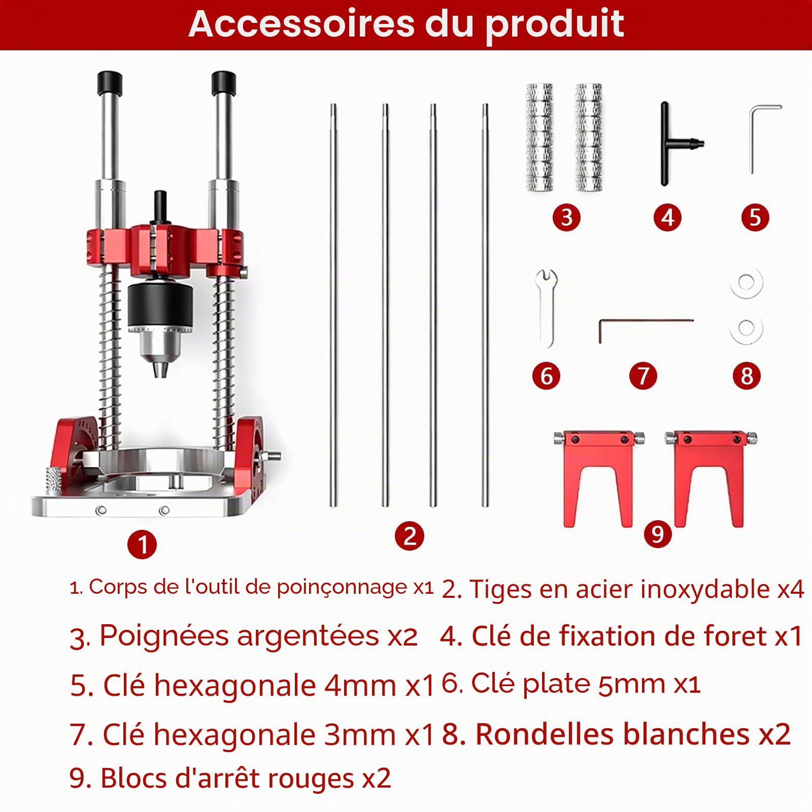 Support de Perceuse Upgrade avec Mandrin, Guide d'Angle 0–60° pour Perceuses Portatives, Auto-Centrant, Capacité de Serrage 1,5–13 mm, avec Indicateur à Aiguille, Paliers Lisses en Laiton