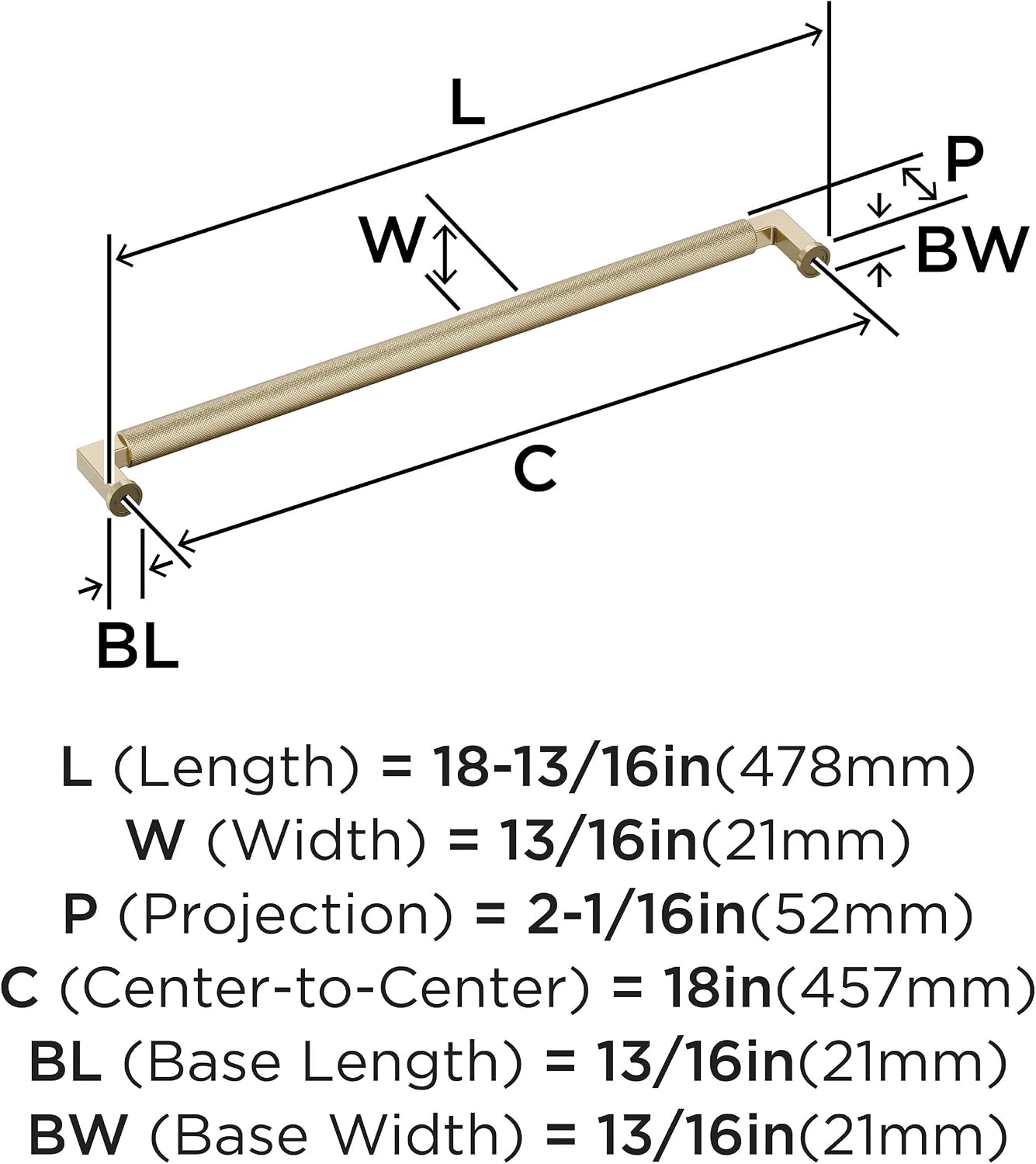 Amerock Balata 18 inch (457mm) Center-to-Center Golden Champagne Appliance Pull, BP37631BBZ