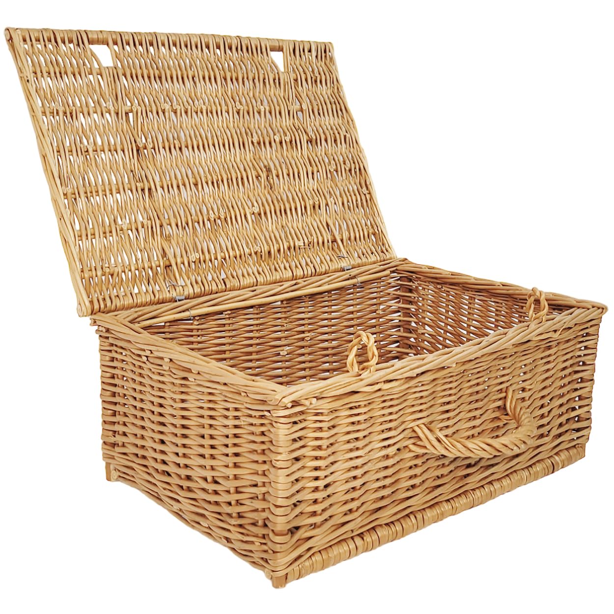 Set di 2 valigie in vimini stile retrò da 50 cm e 40 cm, cesto portaoggetti intrecciato, cestino da picnic per viaggi, campeggio, valigia