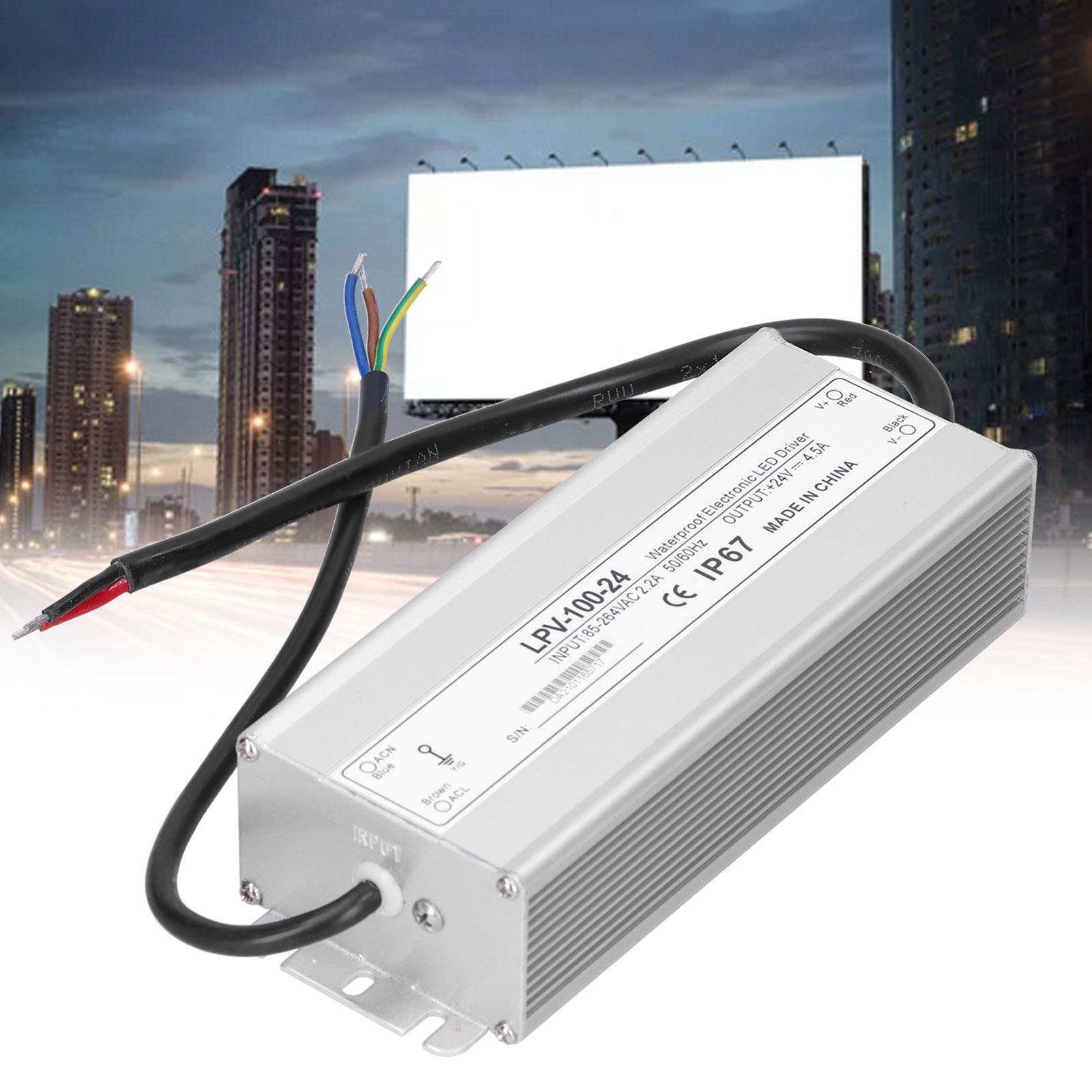 Alimentatore LED da 100 W 24 V CC IP67 impermeabile Alimentatore switching a uscita singola LPV-100-24 per strisce luminose a LED, luci esterne