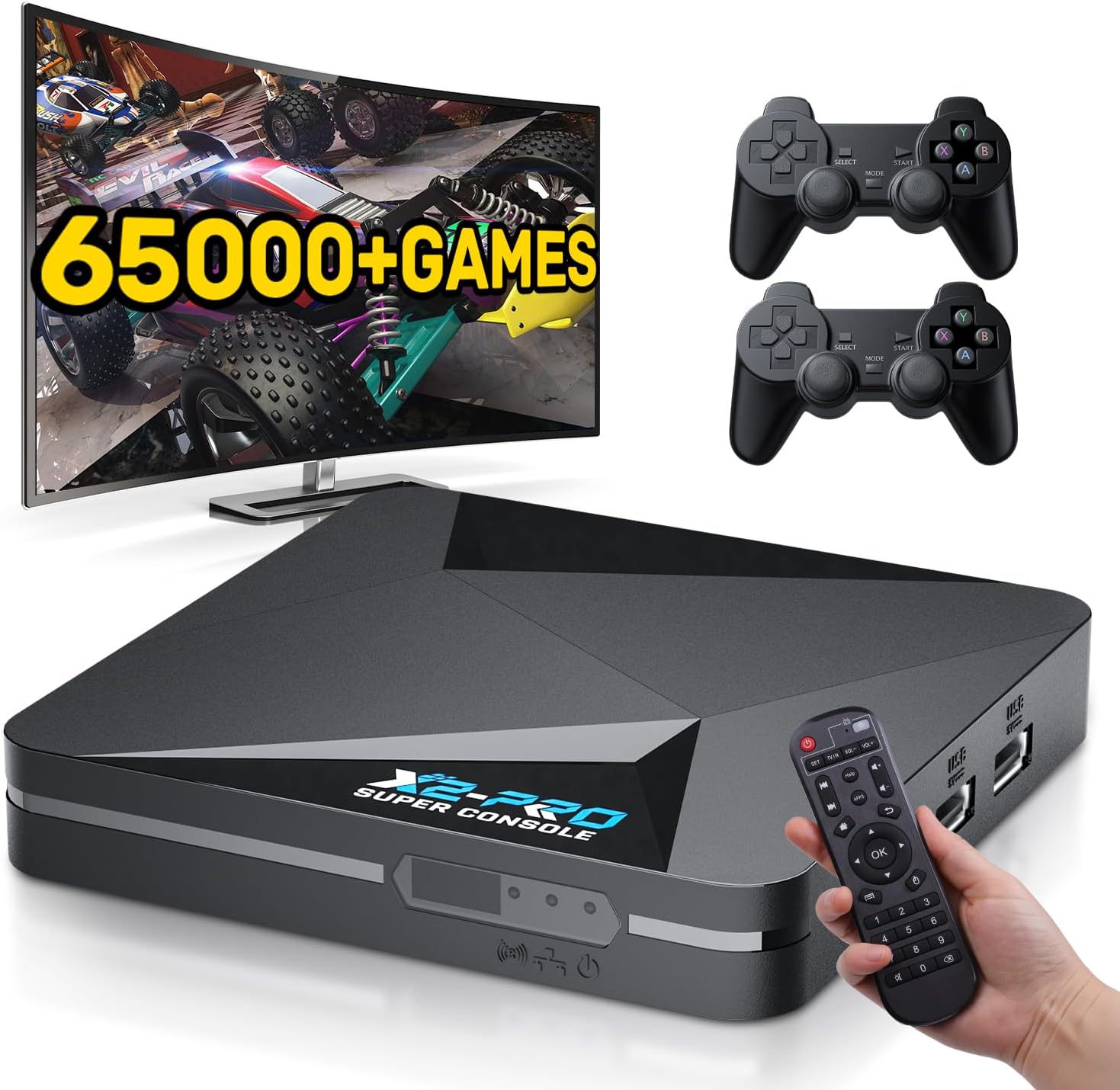 Retro Game Console, Super Console X2 PRO with 65,000+ Classic Games, EmuElec 4.6 & Android 9.0, 4K HD Output, 2.4+5G, BT 5.0, Compatible with Most Emulators