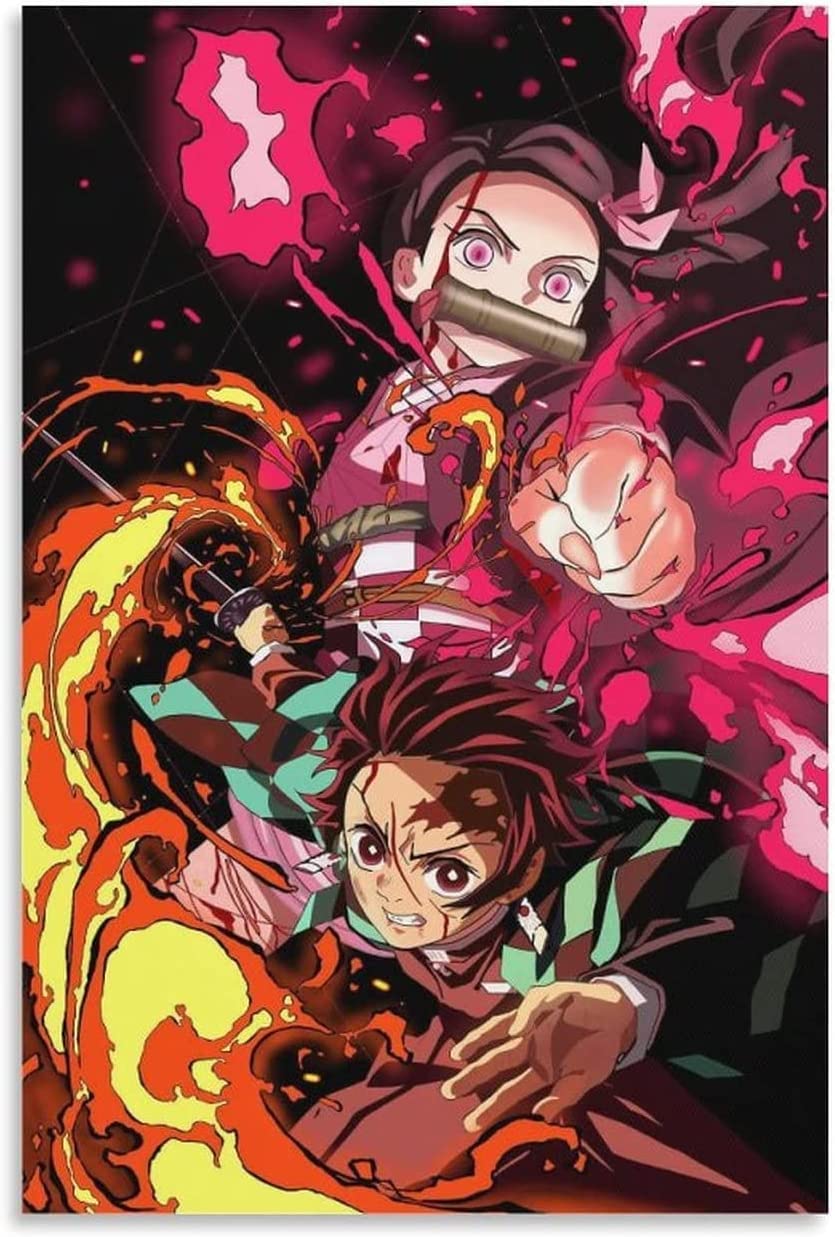 Malen Nach Zahlen Kit – Demon Slayer Motiv, 50x60 Cm, Mit 24 Acrylfarben & Pinseln