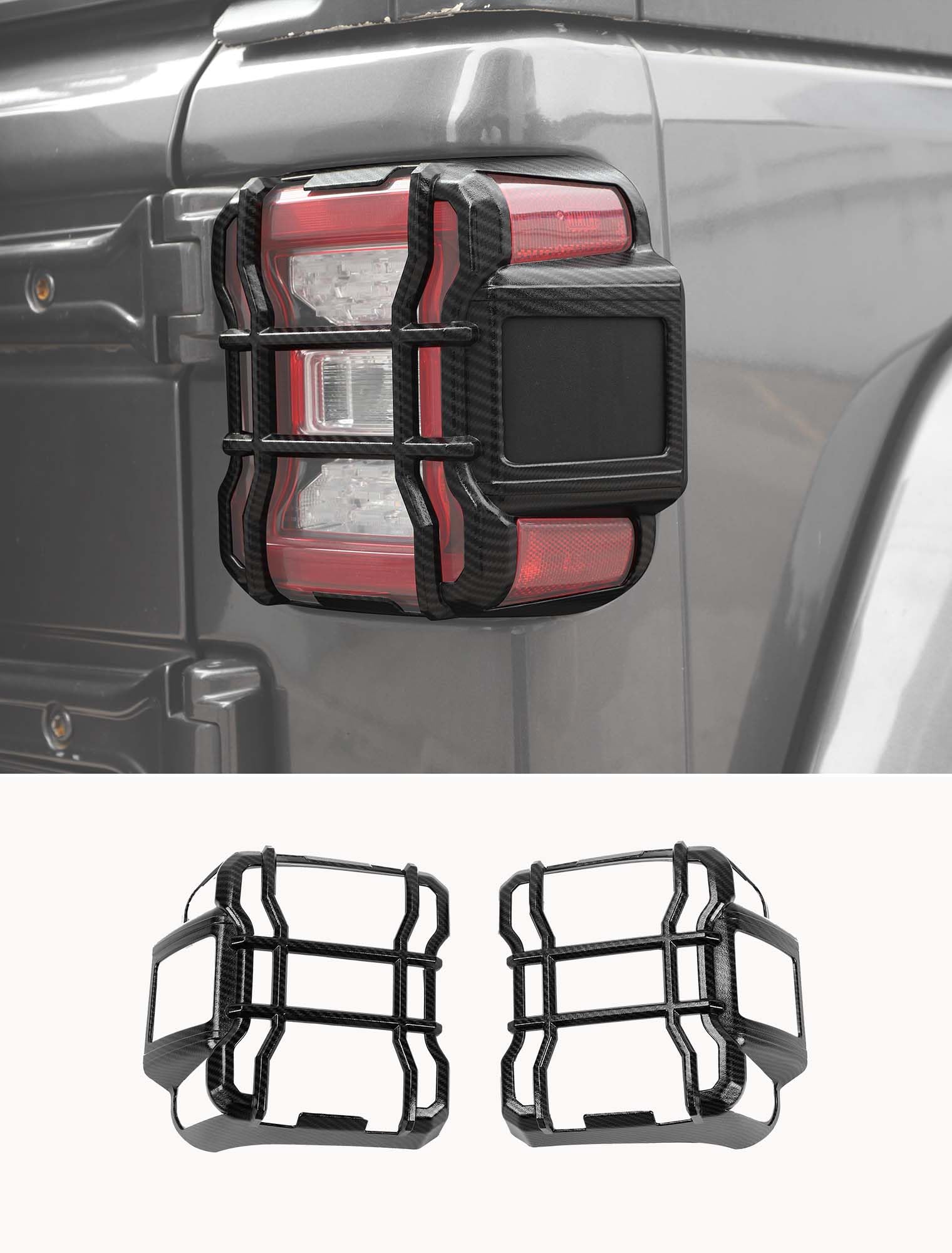 Savadicar Carbon Fiber Taillight Trim Cover for Jeep Wrangler JL JLU 4xe 2018–Present – Rear Light Accent, Exterior Styling Upgrade Accessory
