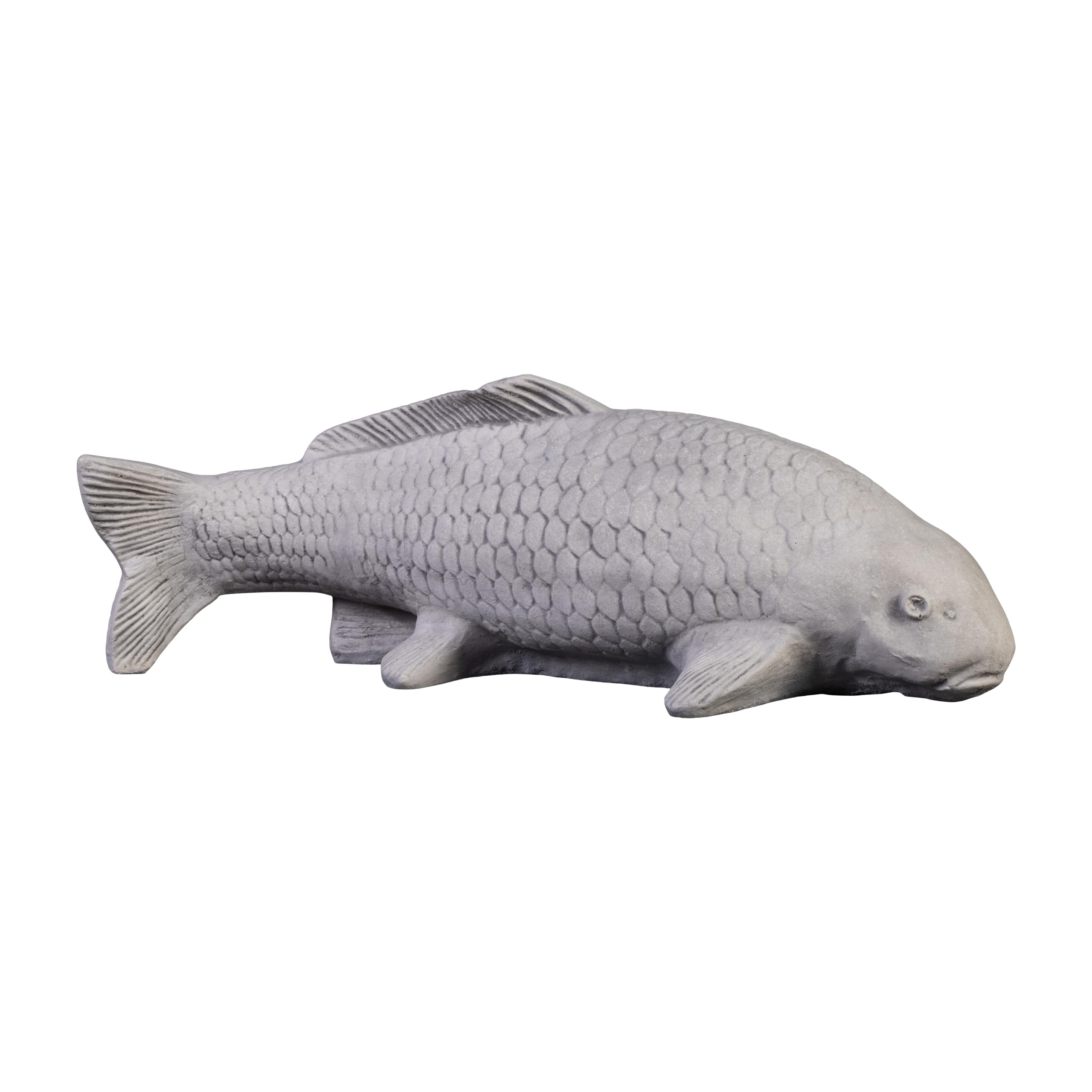 gartendekoparadies.de Koi fish, stone figure, H. 21 cm, 18 kg, gray, frost-proof made of cast stone for outdoor use