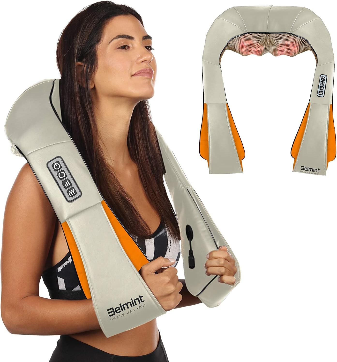Deep Kneading Neck Massager with Heat - Shiatsu Neck Back and Shoulder Massager Pillow - Foot, Legs, Body Muscle Relief - Home Office Use - Corded Electric : Health & Household