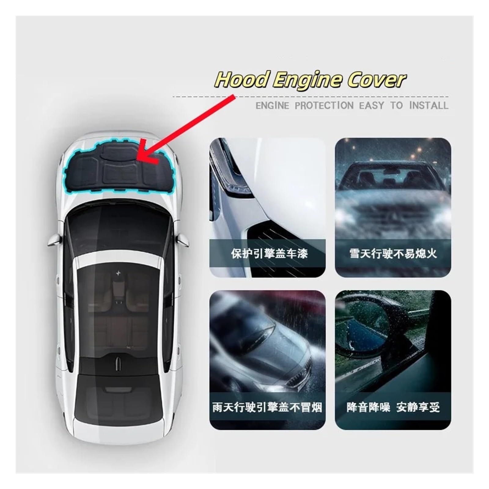 1 Pezzo di Materiale Pet per Ford Fiesta 2013-2017, Isolamento Termico e Acustico del Cofano Motore, Copertura in Cotone insonorizzata.