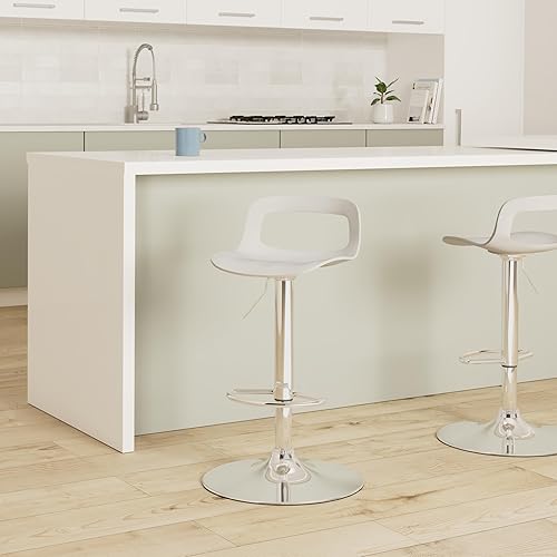 Miniatura 13 de thksbought Juego de 2 taburetes de bar modernos de plástico ajustable de altura giratoria (negro mate) Negro -,Gris,Blanco