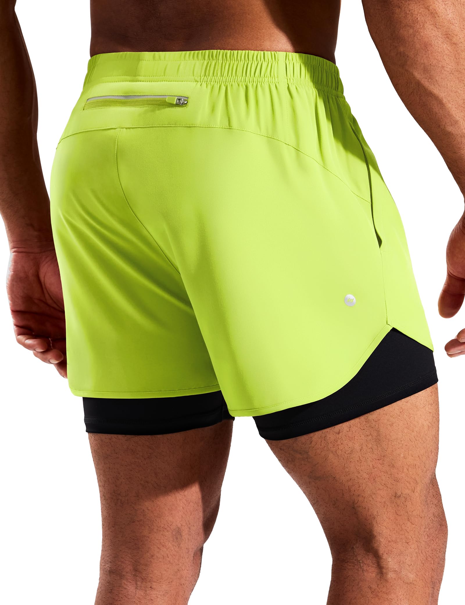 MIER Short de course 2 en 1 pour homme à séchage rapide avec doublure de compression, 3 poches zippées