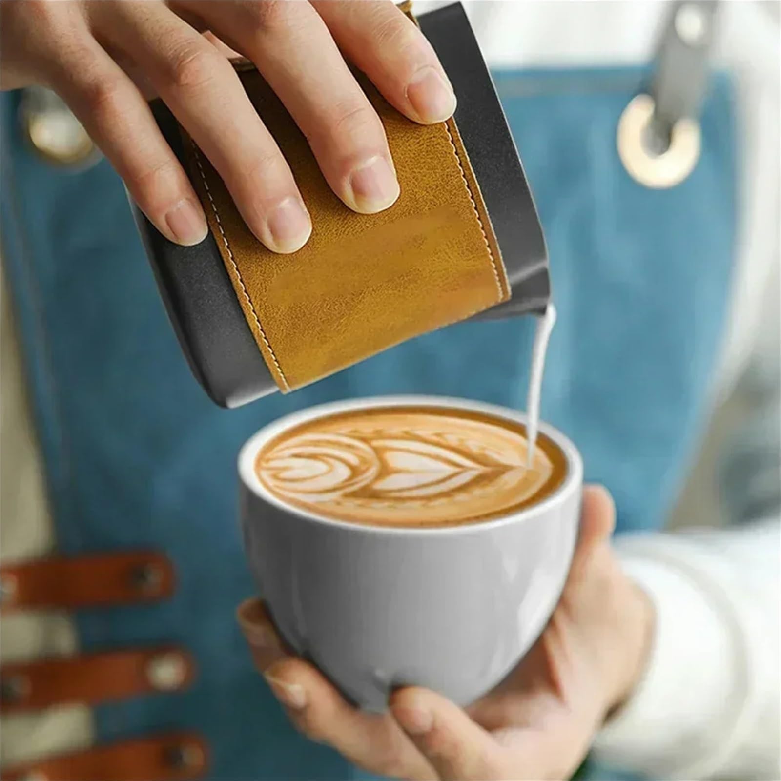 Jarra para Espumar Leche Jarra, Herramientas de café, Jarra for Taza de café, Accesorios for Espresso, Espumador de Leche Espresso, Jarra for Espuma(Sliver 400ml)