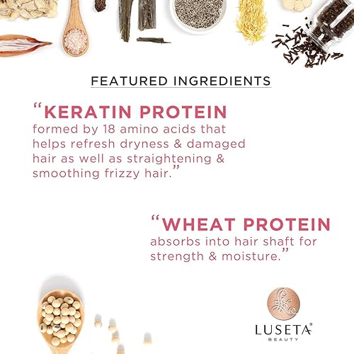 Miniatura 9 de Luseta - Champú y acondicionador de queratina suaviza e hidrata el cabello seco dañado, ideal para cabello teñido sin sulfatos y sin gluten, 1.01