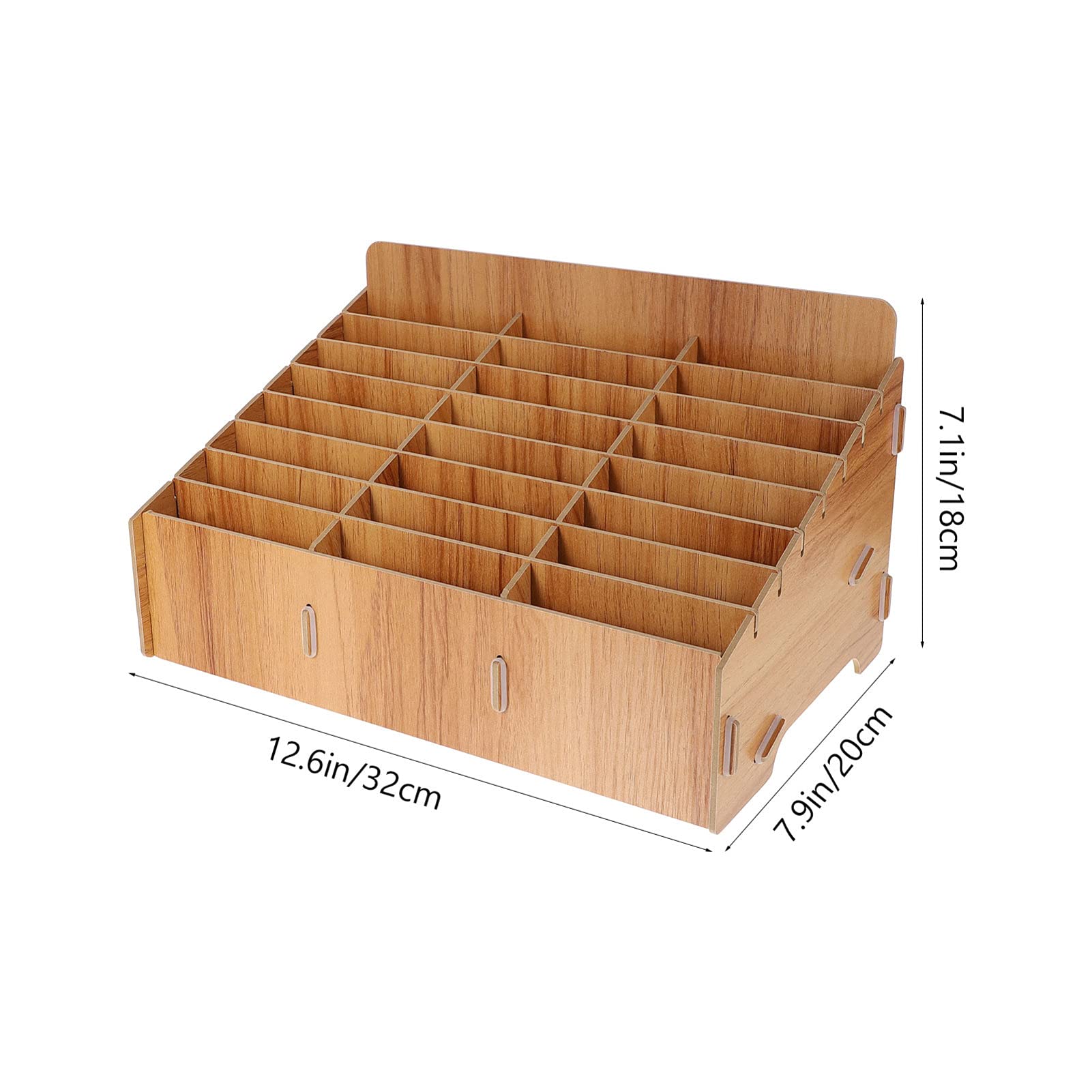 Boîte De Rangement Téléphones Portables 12 Emplacements Bois - Organiseur École Bureau