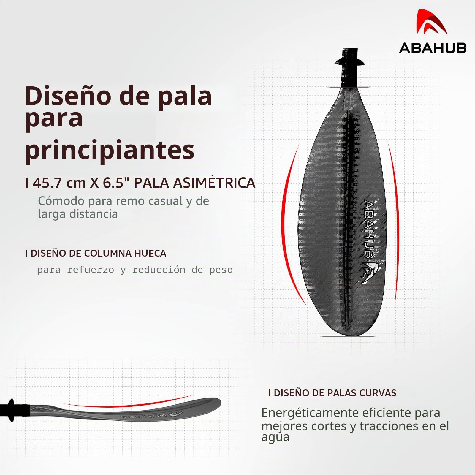 Abahub Kayak Pala Doble de Aluminio 218-241 cm Línea de Remo