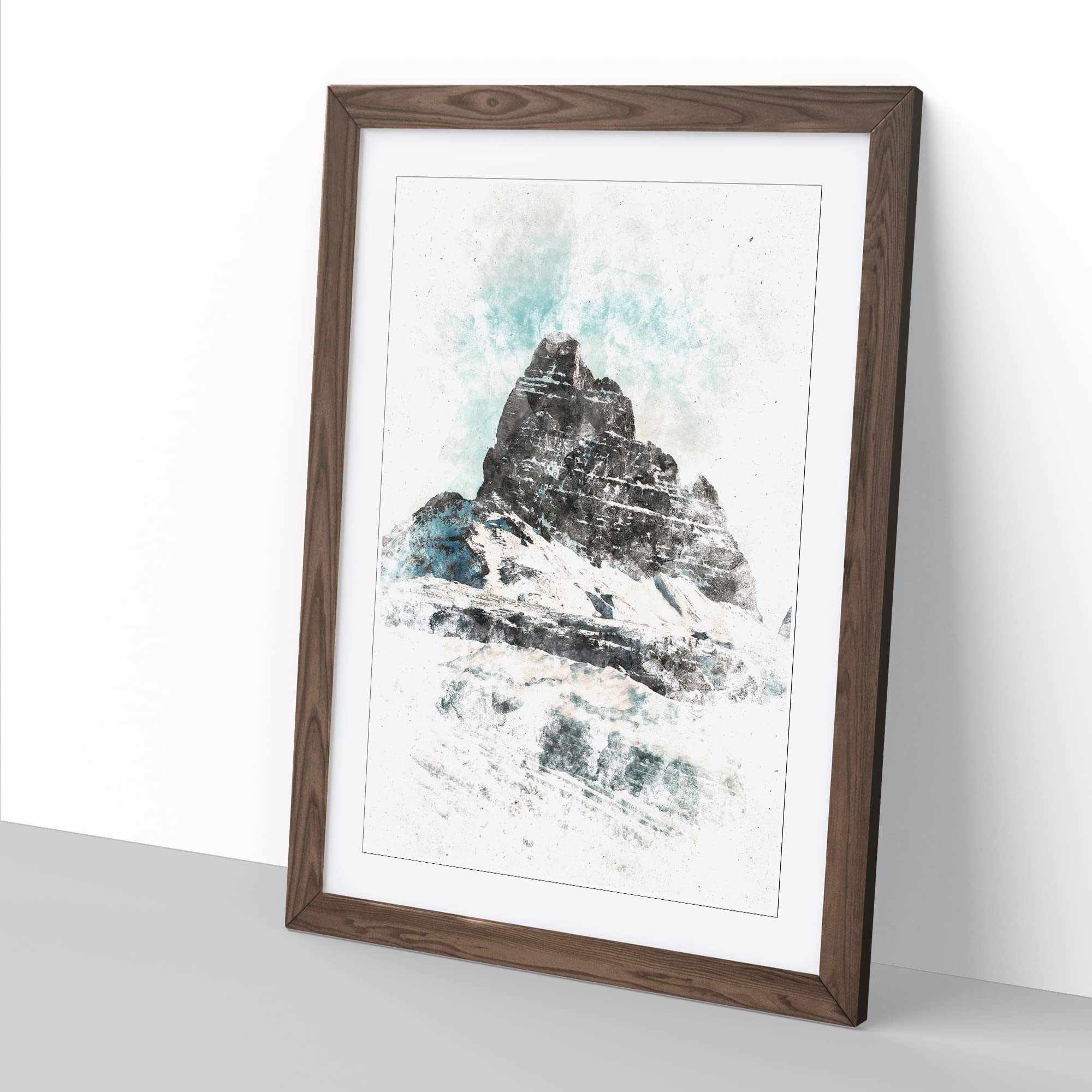 Mountain Summit In Italy Watercolour Modern Framed Wall Art Print - Image 2