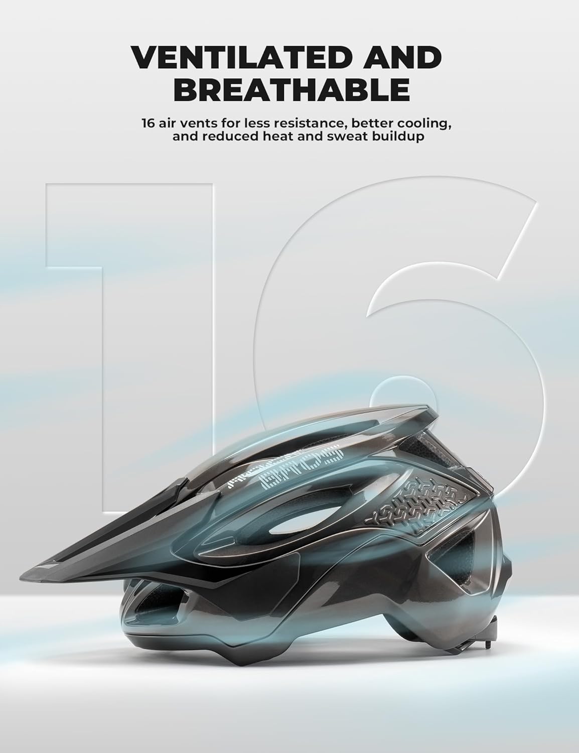 ROCKBROS Bike Helmet,Size 58-62 cm,PC Shell & EPS Liner, 1-Second Magnetic Buckle,Adjustable Visor,16 Air Vents Mountain & Road Bicycle Helmets for Men Women Adults Youth