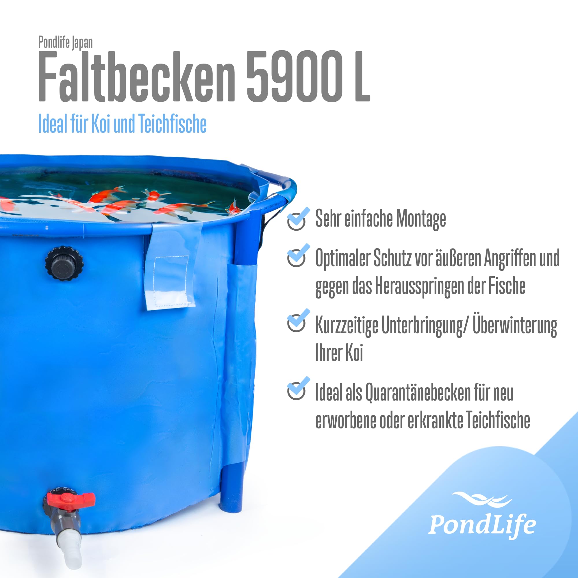 Pondlife Teichbecken rund 5900 L Ø 250 cm x 120 cm Höhe UV-beständige gewebeverstärkte PVC-Folie