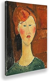 Giallobus - Quadro - Amedeo Modigliani - Donna dai Capelli Rossi - Tela Canvas - 100x140 - Pronto da Appendere - Quadri Moderni per la casa