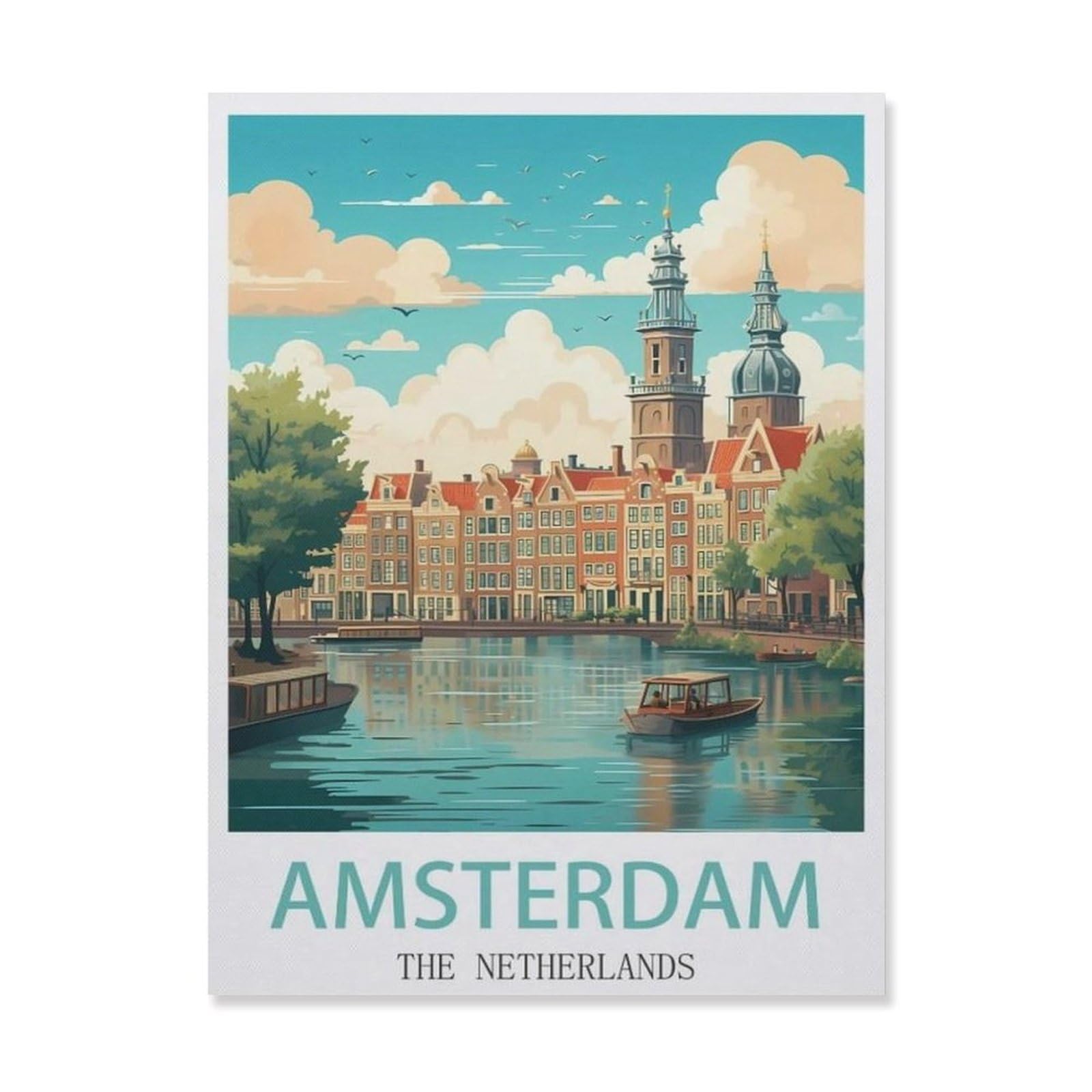 Vintage Art Metal Signs Funny Sign，Amsterdam The Netherlands，Wall Artwork Metal Poster Bathroom Decor Vintage Country Decor Retro Metal Poster(15x30cm）6x12 inch-EG85