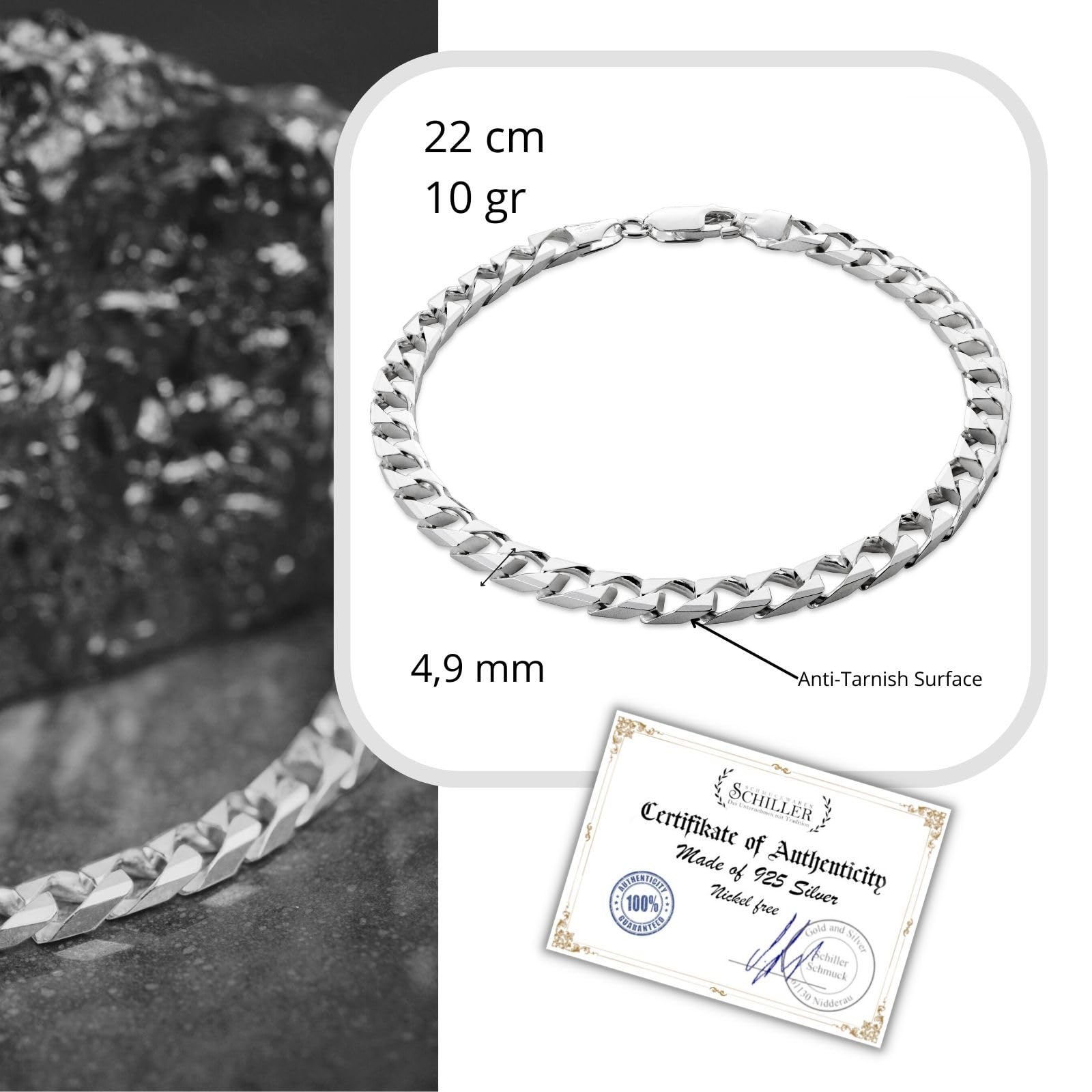 Herren Armkette Sterling-Silber 925 Silber Nachhaltige Verpackung die Besten Männer Geschenke