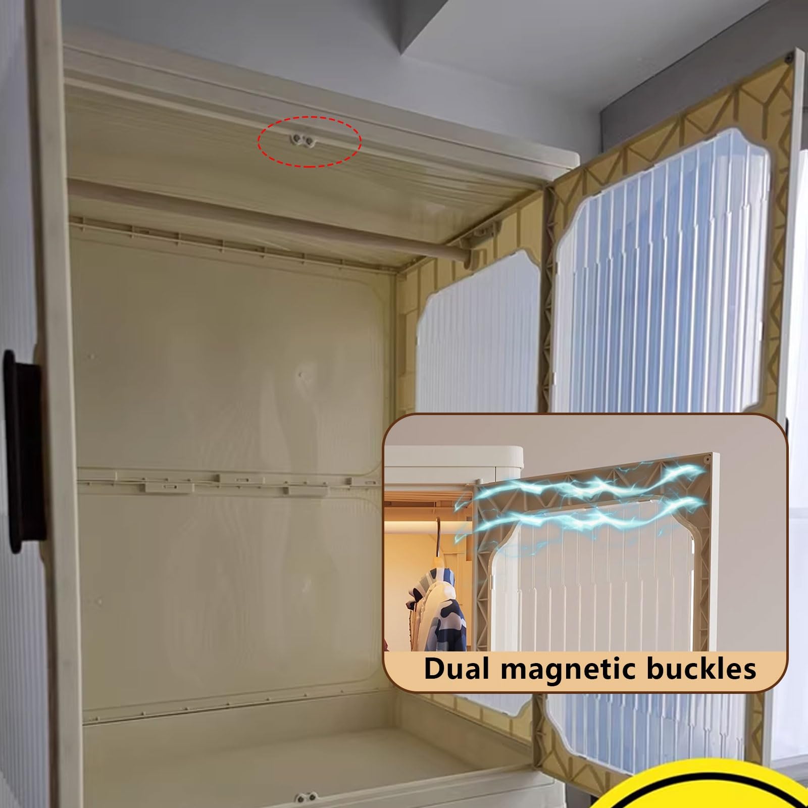 Armadietto in Plastica Armadio Piccolo Mobili Campeggio Scatole Contenitori Di Stoccaggio Impilabili Con Ante Funzione Magnetica for Soggiorno E Camera Da Letto(55 * 32.5 * 128cm)