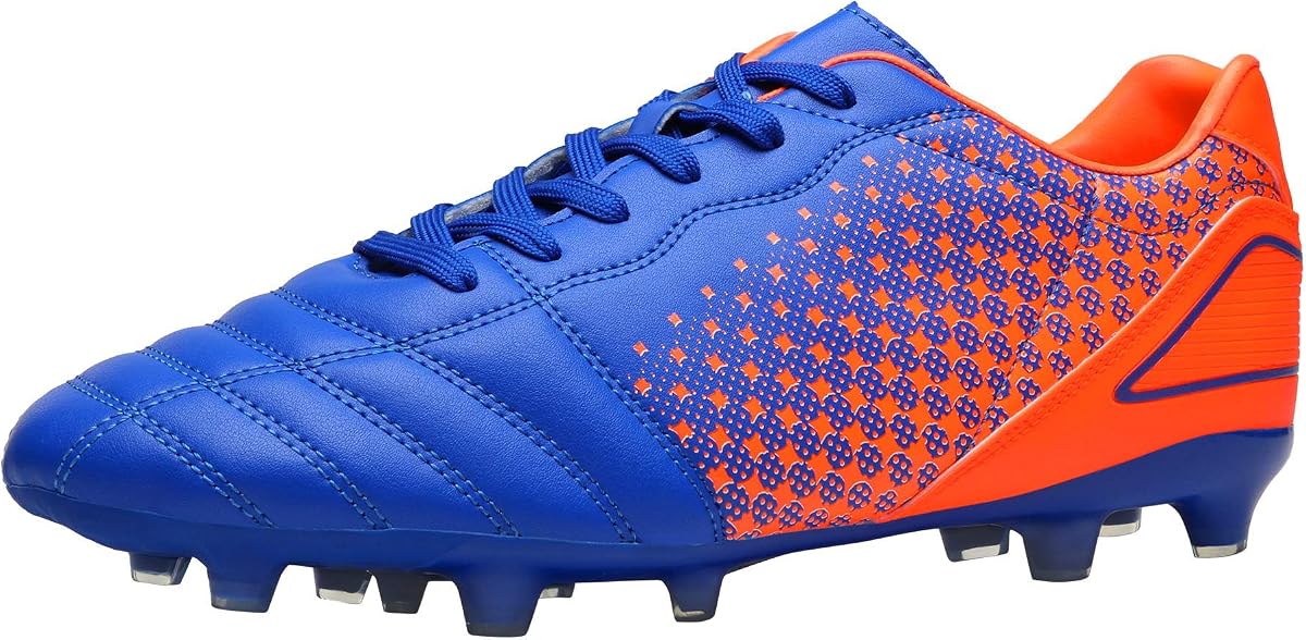 Zapatos de fútbol para terreno firme para hombre | Botas de fútbol para hombre con diseño liviano, tachuelas de TPU, parte superior transpirable y comodidad de ajuste amplio para un juego rápido en terreno firme