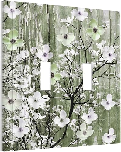 Miniatura 81 de Cubierta de interruptor de luz de 3 cuadrillas con diseño de flores azules púrpuras, cubierta de placa de pared de triple palanca, arbustos florales