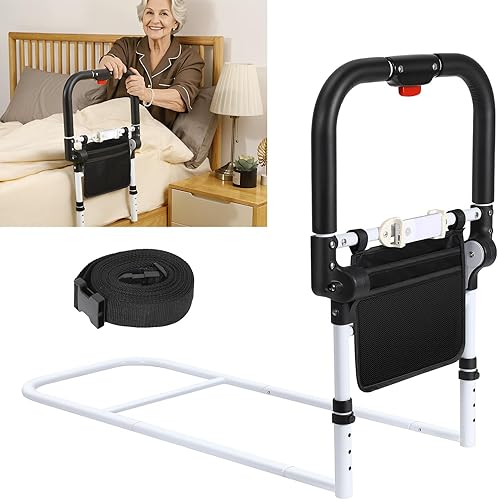 Rieles de cama para adultos mayores con mango antideslizante plegable, rieles de asistencia de cama ajustables para personas mayores,