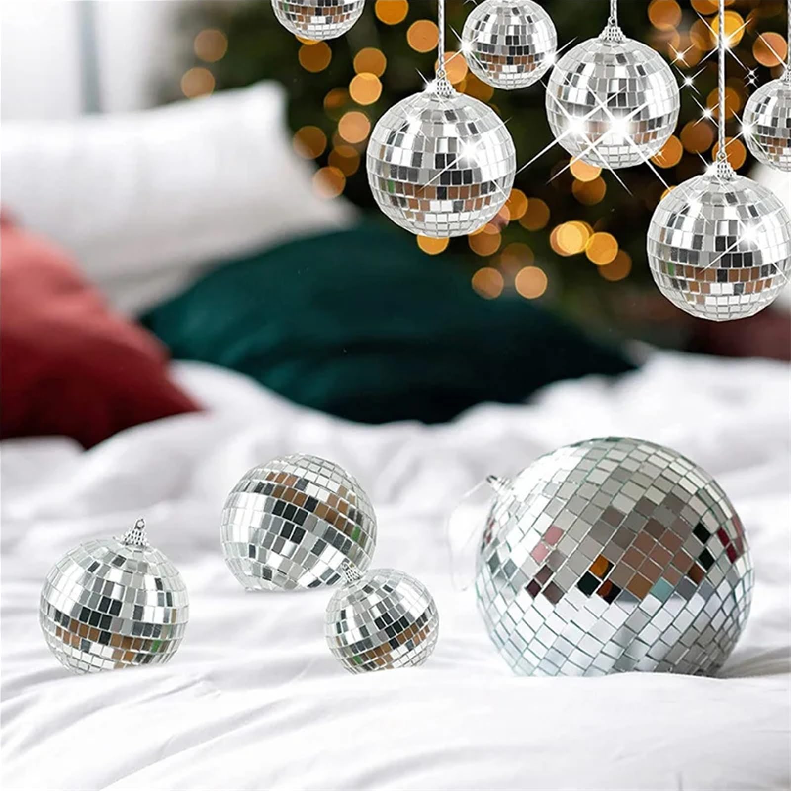 Dekoracja imprezowa lustrzanej kuli dyskotekowej, Disco Lustrzana Kula Wiele Rozmiarów 3-12 cm Dekoracje Przyjęć(8CM 3 piece)