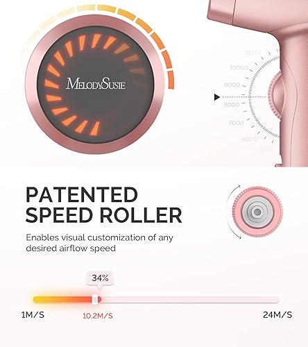 Miniatura 4 de MelodySusie Secador de pelo  Secador de pelo de secado rápido de 1600 W, secador profesional de pelo iónico de alta velocidad de 120,000 RPM,