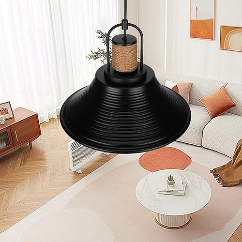 Miniatura 3 de Darkaway Lámpara colgante industrial, estilo granja, estilo vintage, estilo granero, colgante para isla de cocina, lámpara colgante con cable de