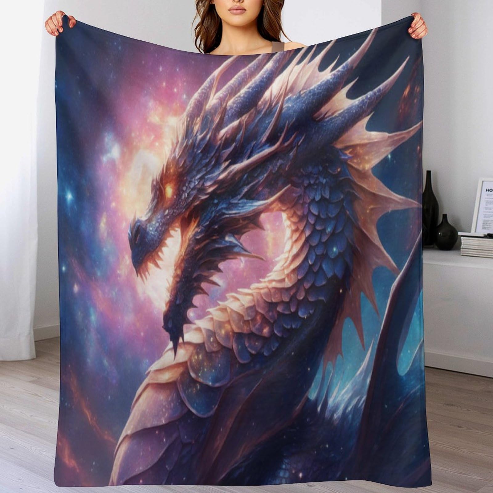 Couverture polaire en dragon 180x200cm plaid canape doux