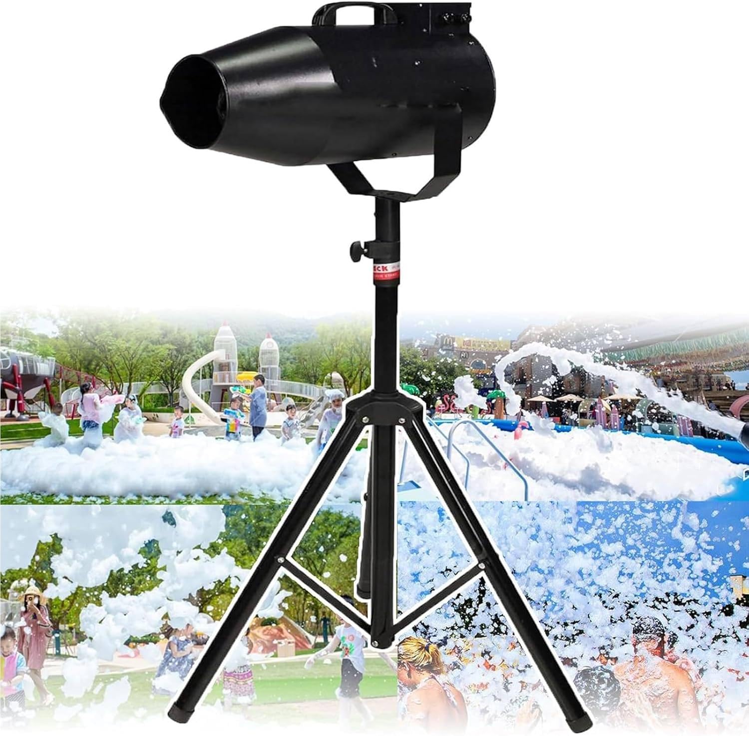 Foam Machine 1000W regolabile effetto palcoscenico getto, schiuma commerciale Blaster per eventi, distanza 6-10 m, copre un'area di 80㎡, perfetto per feste e celebrazioni all'aperto